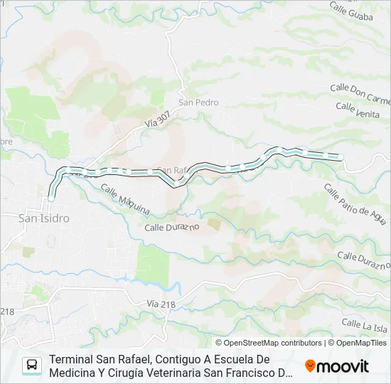SAN ISIDRO CORONADO - SAN RAFAEL Bus Line Map