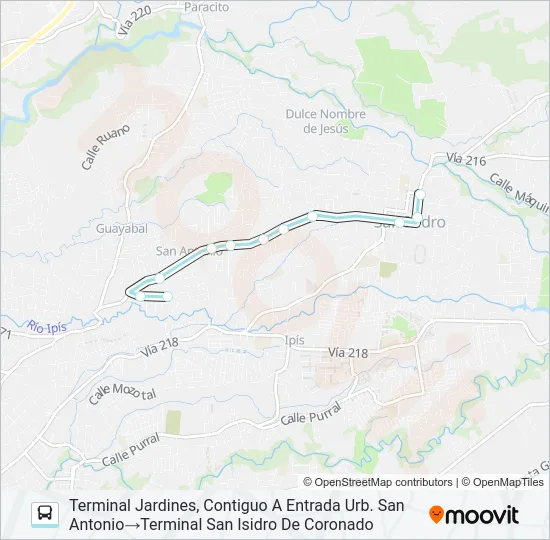 SAN ISIDRO CORONADO - SAN ANTONIO Bus Line Map