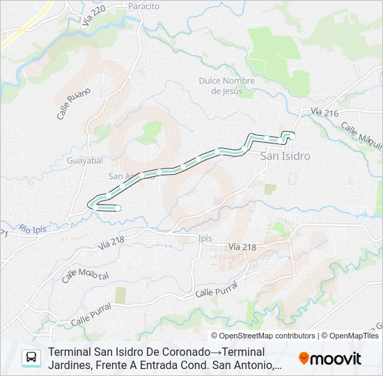 Mapa de SAN ISIDRO CORONADO - SAN ANTONIO de autobús