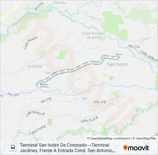 SAN ISIDRO CORONADO - SAN ANTONIO Bus Line Map