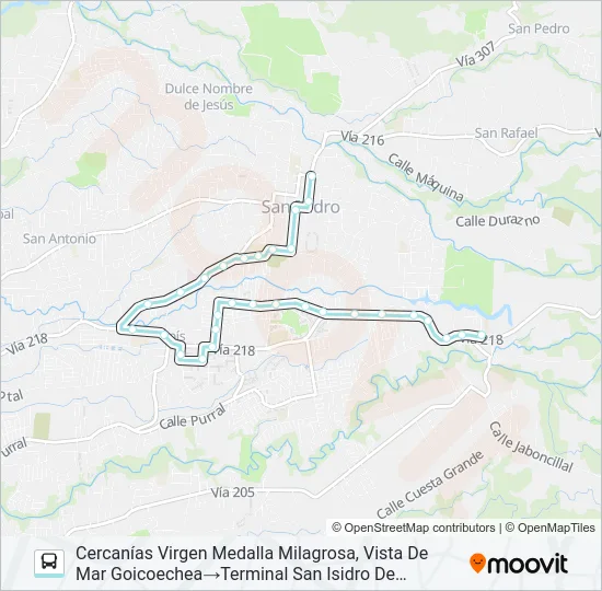 PERIFÉRICA SAN ISIDRO CORONADO - IPÍS Bus Line Map