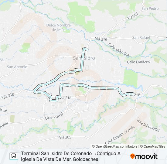 Mapa de PERIFÉRICA SAN ISIDRO CORONADO - IPÍS de autobús