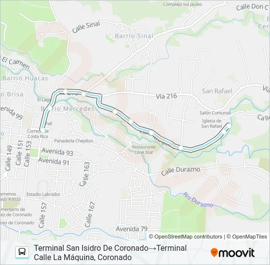 SAN ISIDRO CORONADO - CALLE LA MÁQUINA Bus Line Map