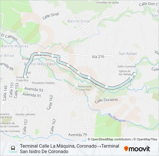 Mapa de SAN ISIDRO CORONADO - CALLE LA MÁQUINA de autobús