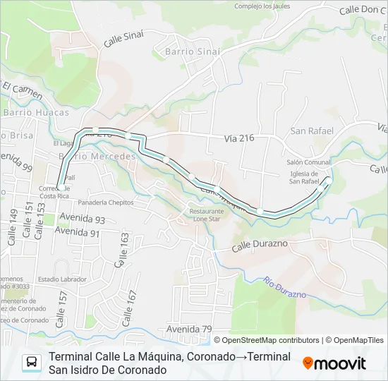SAN ISIDRO CORONADO - CALLE LA MÁQUINA Bus Line Map