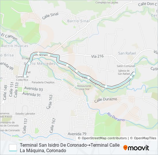 Mapa de SAN ISIDRO CORONADO - CALLE LA MÁQUINA de autobús