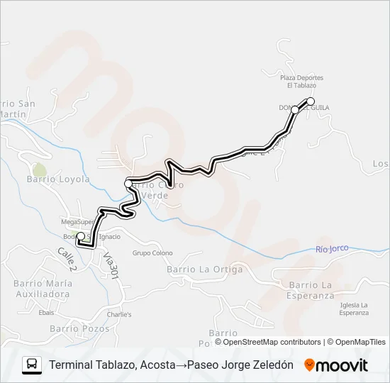 SAN IGNACIO ACOSTA - TABLAZO Bus Line Map