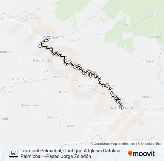 Mapa de SAN IGNACIO ACOSTA - PALMICHAL de autobús