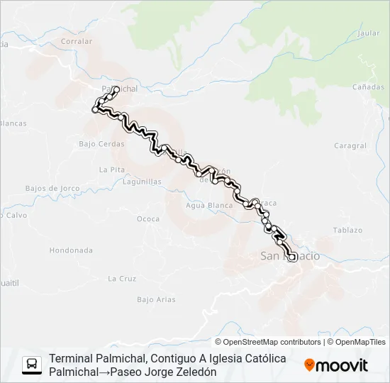 SAN IGNACIO ACOSTA - PALMICHAL Bus Line Map