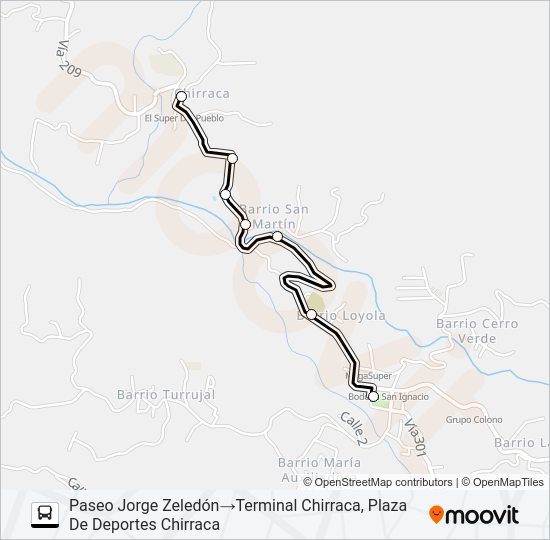 SAN IGNACIO ACOSTA - PALMICHAL Bus Line Map