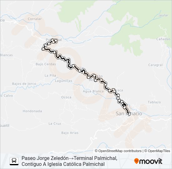SAN IGNACIO ACOSTA - PALMICHAL Bus Line Map