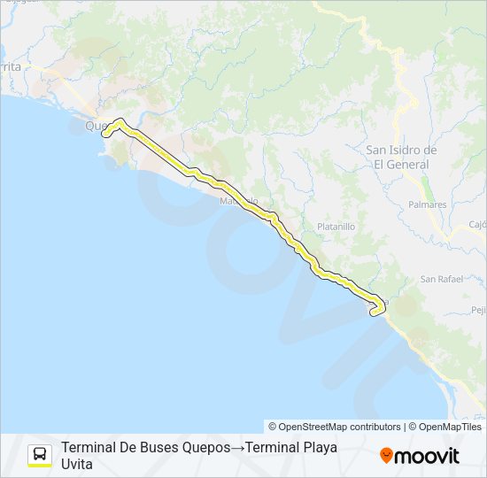 Mapa de QUEPOS - HATILLO VIEJO - DOMINICAL - UVITA de autobús