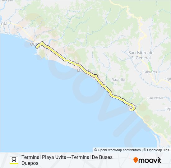 Mapa de QUEPOS - HATILLO VIEJO - DOMINICAL - UVITA de autobús