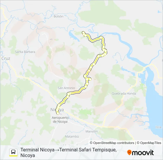 NICOYA - CORRALILLO - ROSARIO - SAFARI TEMPISQUE Bus Line Map