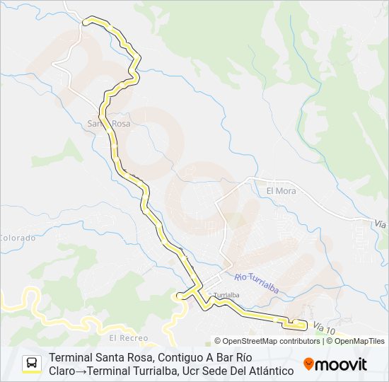Mapa de TURRIALBA - SANTA ROSA - CALLE BAMBÚ - LA VERBENA - SAN RAFAEL de autobús