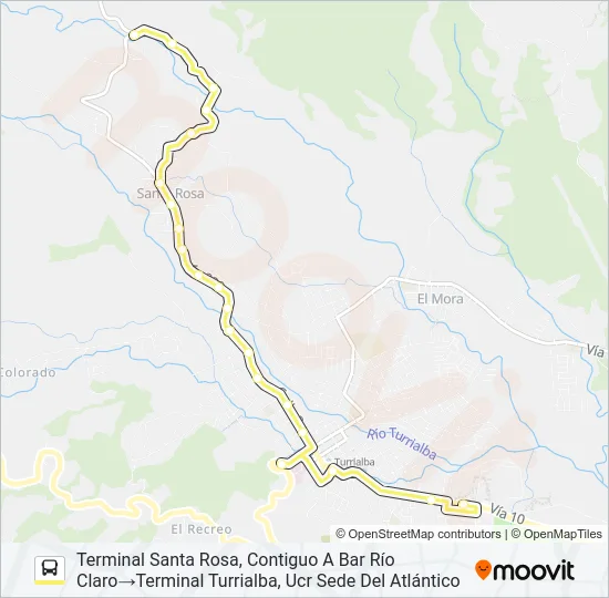 TURRIALBA - SANTA ROSA - CALLE BAMBÚ - LA VERBENA - SAN RAFAEL Bus Line Map