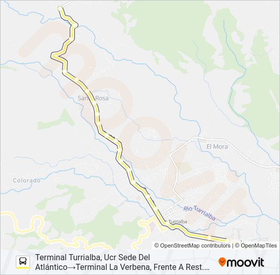Mapa de TURRIALBA - SANTA ROSA - CALLE BAMBÚ - LA VERBENA - SAN RAFAEL de autobús