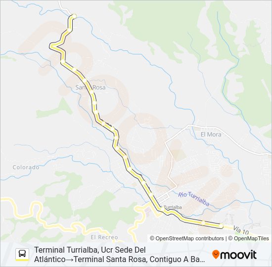 Mapa de TURRIALBA - SANTA ROSA - CALLE BAMBÚ - LA VERBENA - SAN RAFAEL de autobús