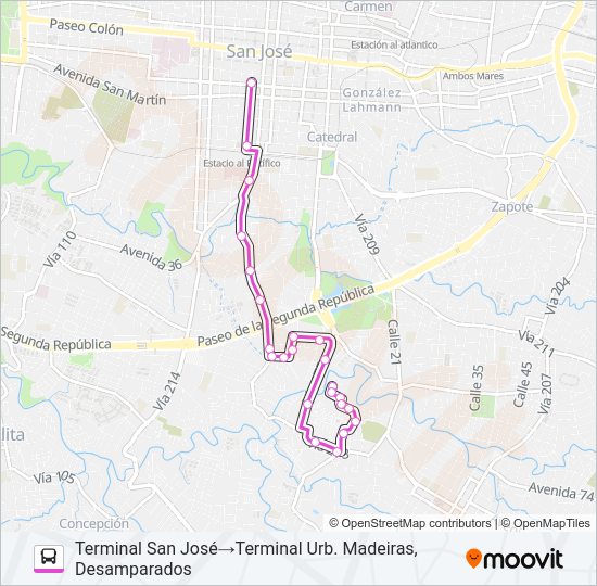 Mapa de SAN JOSÉ - MONTE AZUL - LOMA LINDA de autobús