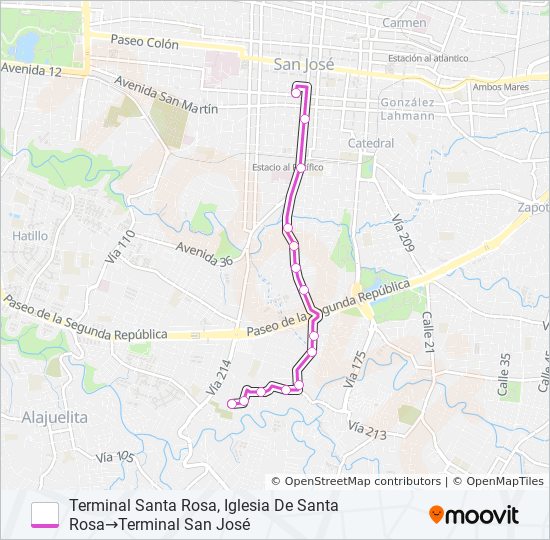SAN JOSÉ - PASO ANCHO - SANTA ROSA bus Line Map