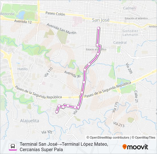 Mapa de SAN JOSÉ - BARRIO SAN MARTÍN - UMARA de autobús