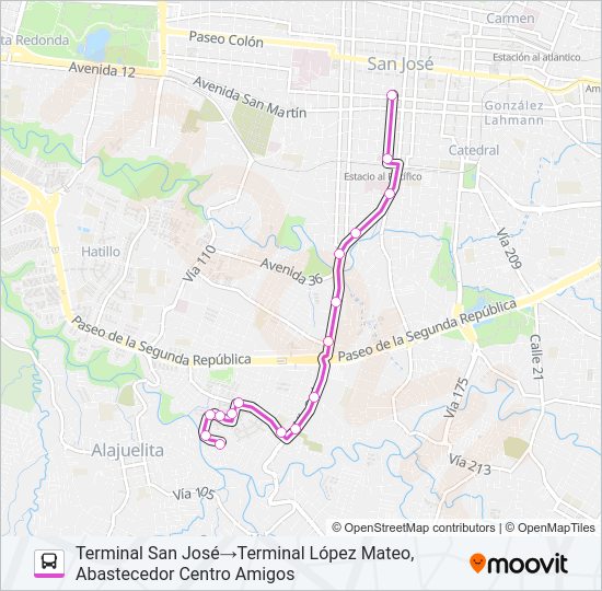 Mapa de SAN JOSÉ - SAN SEBASTIÁN - LOPEZ MATEOS de autobús