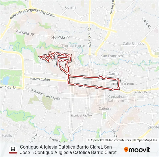 SAN JOSÉ - BARRIO MÉXICO Bus Line Map