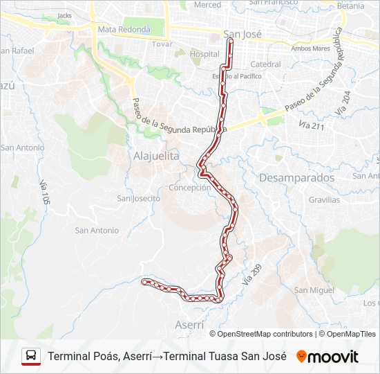 Ruta san josé poás de aserrí: horarios, paradas y mapas - Terminal Poás,  Aserrí\u200e→Terminal Tuasa San José (Actualizado)