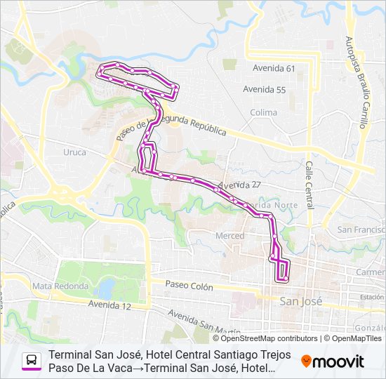 Mapa de SAN JOSÉ - LA URUCA - LEÓN XIII de autobús