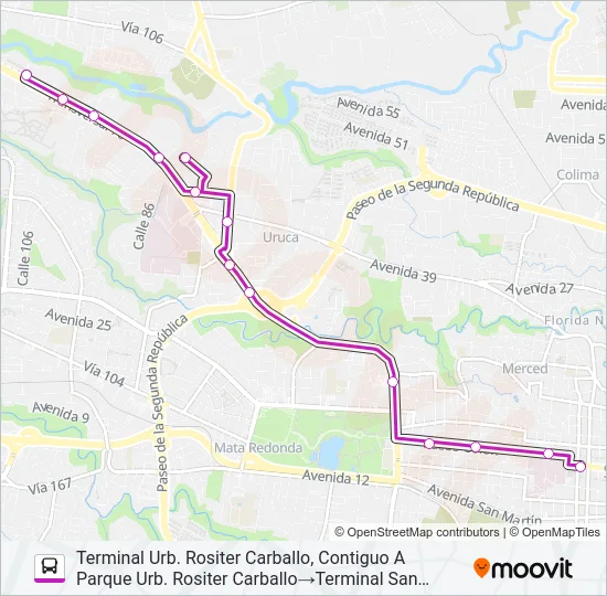 SAN JOSÉ - URB. ROSSITER CARBALLO POR PISTA Bus Line Map
