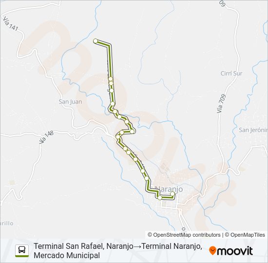 Mapa de NARANJO - SAN RAFAEL de autobús