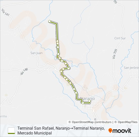 Mapa de NARANJO - SAN RAFAEL de autobús