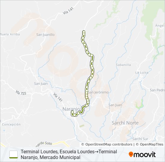 NARANJO - CIRRÍ - LOURDES bus Line Map