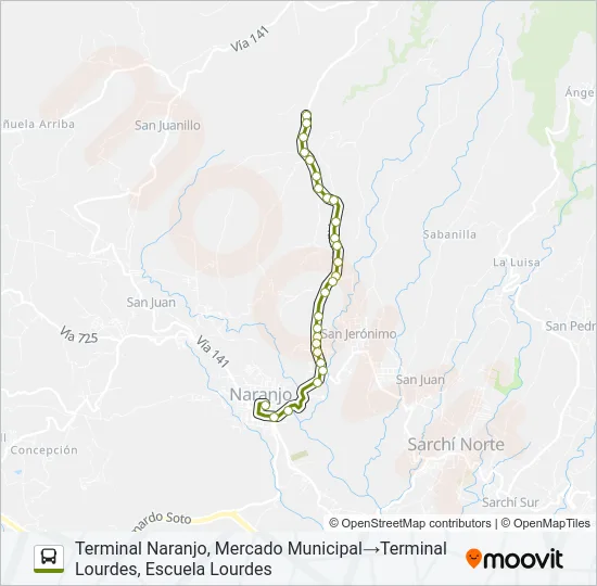NARANJO - CIRRÍ - LOURDES Bus Line Map