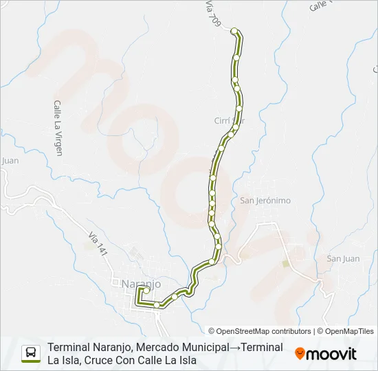 NARANJO - CIRRÍ - LOURDES Bus Line Map