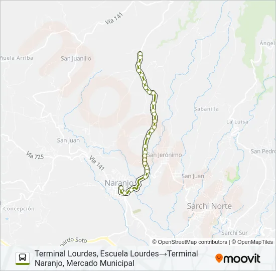 NARANJO - CIRRÍ - LOURDES Bus Line Map