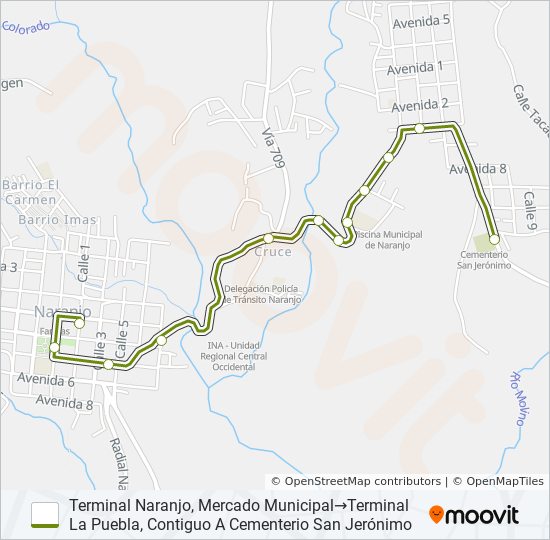 Mapa de NARANJO - SAN JERÓNIMO Y RAMALES de autobús