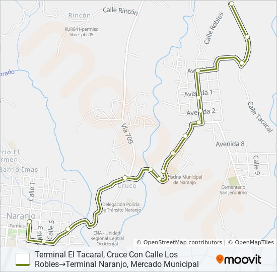 Mapa de NARANJO - SAN JERÓNIMO Y RAMALES de autobús