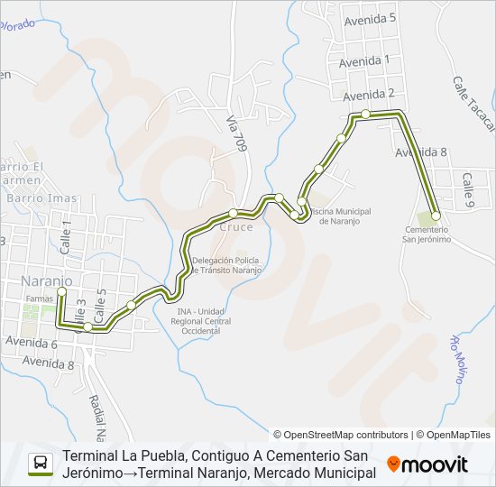 Mapa de NARANJO - SAN JERÓNIMO Y RAMALES de autobús