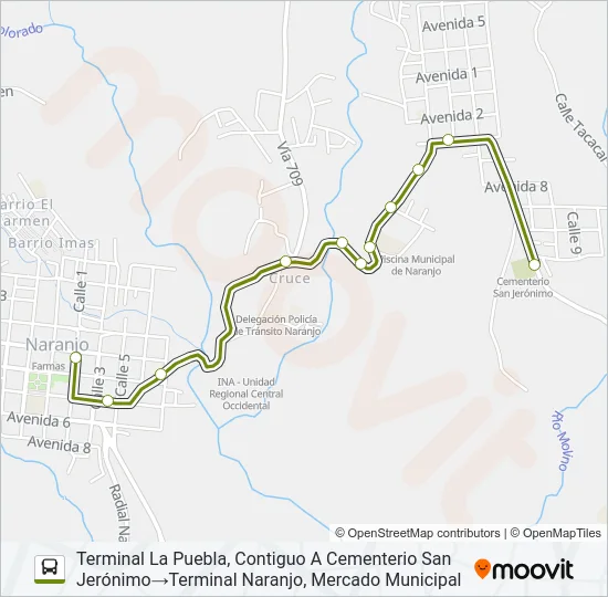 NARANJO - SAN JERÓNIMO Y RAMALES Bus Line Map