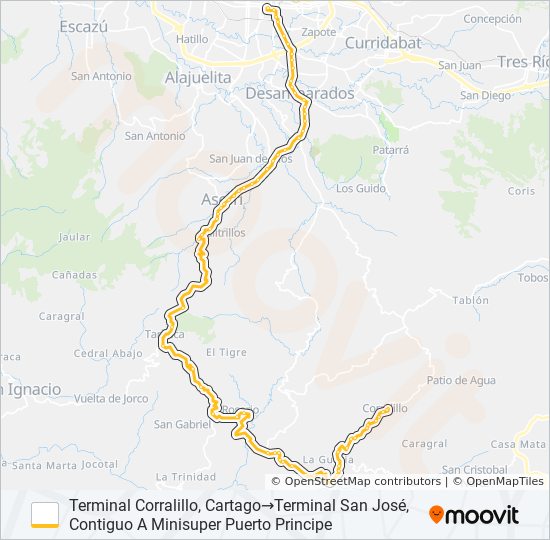 Mapa de SAN JOSE - CORRALILLO de autobús