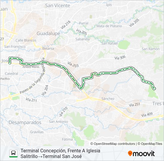 SAN JOSÉ - CONCEPCIÓN - SALITRILLO Bus Line Map