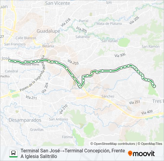 SAN JOSÉ - CONCEPCIÓN - SALITRILLO Bus Line Map
