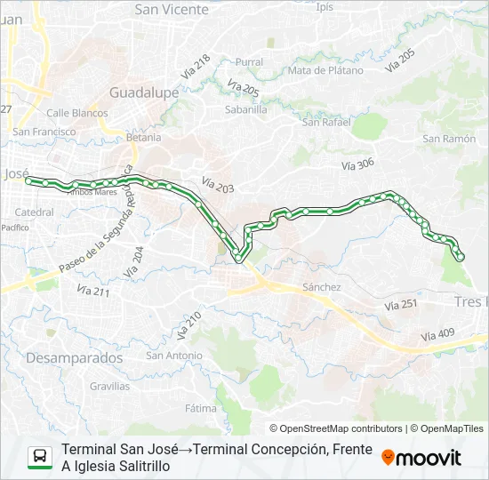 SAN JOSÉ - CONCEPCIÓN - SALITRILLO Bus Line Map