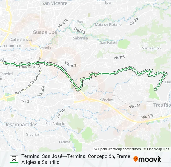 Mapa de SAN JOSÉ - CONCEPCIÓN - SAN FRANCISCO - SALITRILLOS de autobús