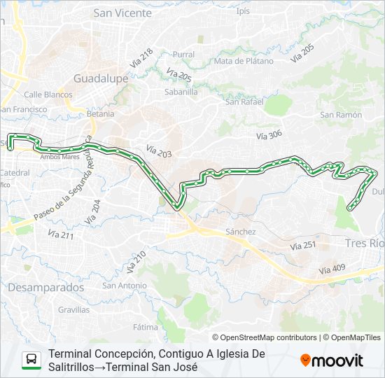 SAN JOSÉ - CONCEPCIÓN - SAN FRANCISCO - SALITRILLOS Bus Line Map