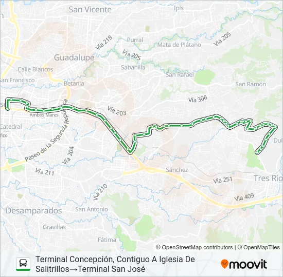 Mapa de SAN JOSÉ - CONCEPCIÓN - SAN FRANCISCO - SALITRILLOS de autobús