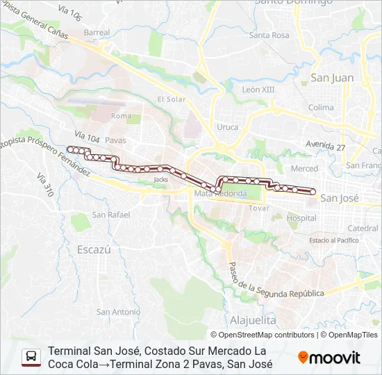 SAN JOSE - PAVAS - ZONA 2 Bus Line Map