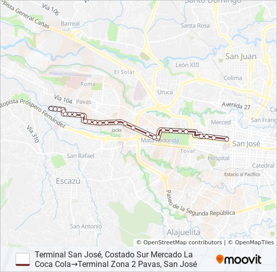 SAN JOSE - PAVAS - ZONA 2 bus Line Map
