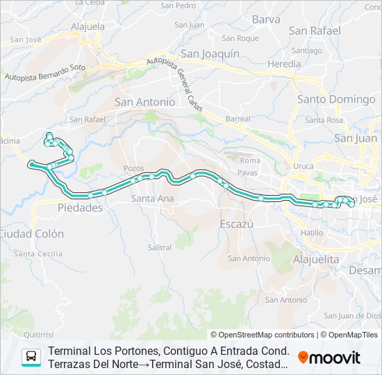 Ruta san josé la guácima ramales por 27: horarios, paradas y mapas ...